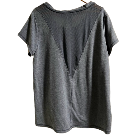 Women’s 1X Heather Blue Short Sleeve Workout Shirt by Yogalicious - Picture 2 of 3